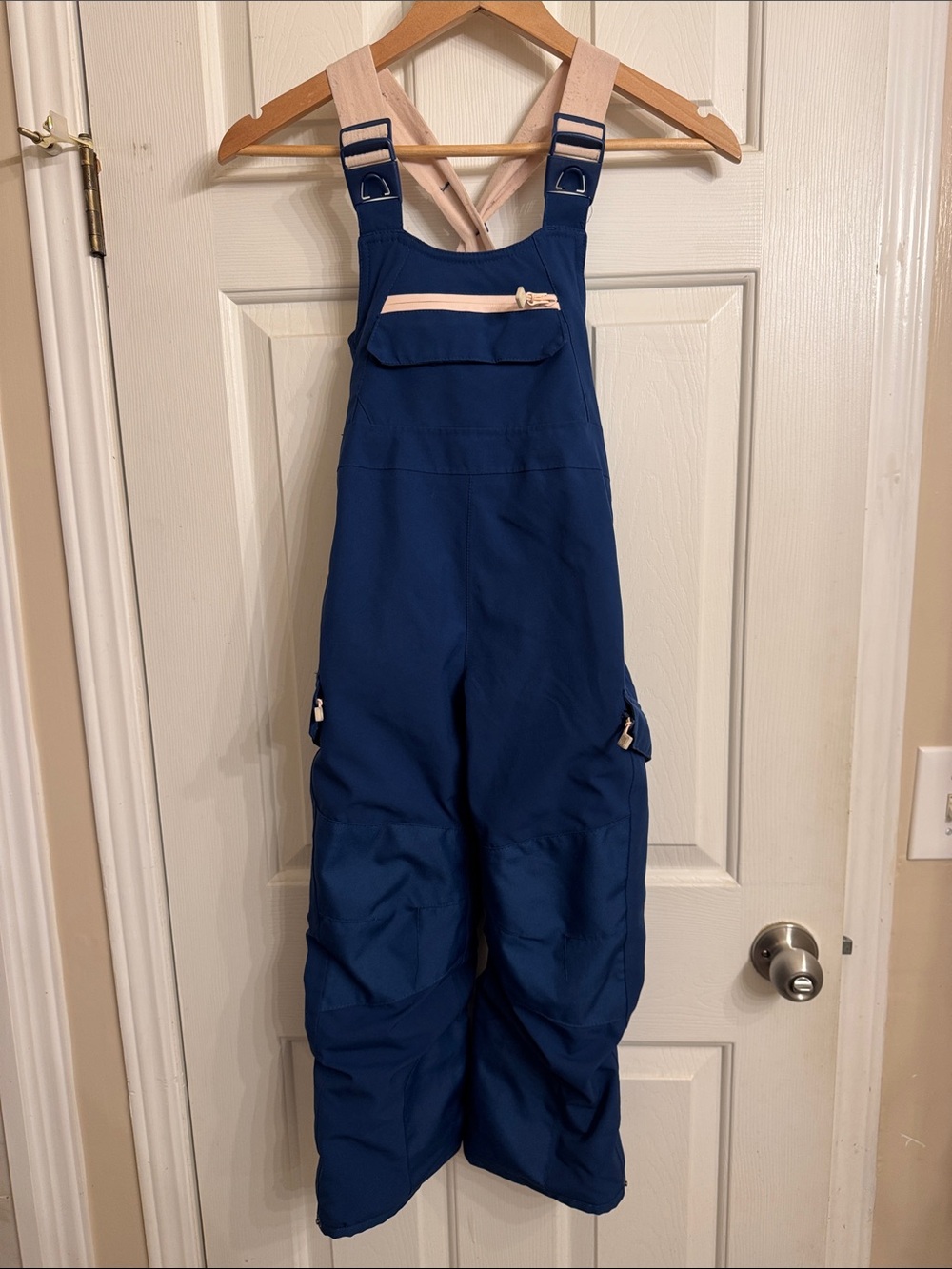 all in motion Navy Blue Snow Bib with pink Straps